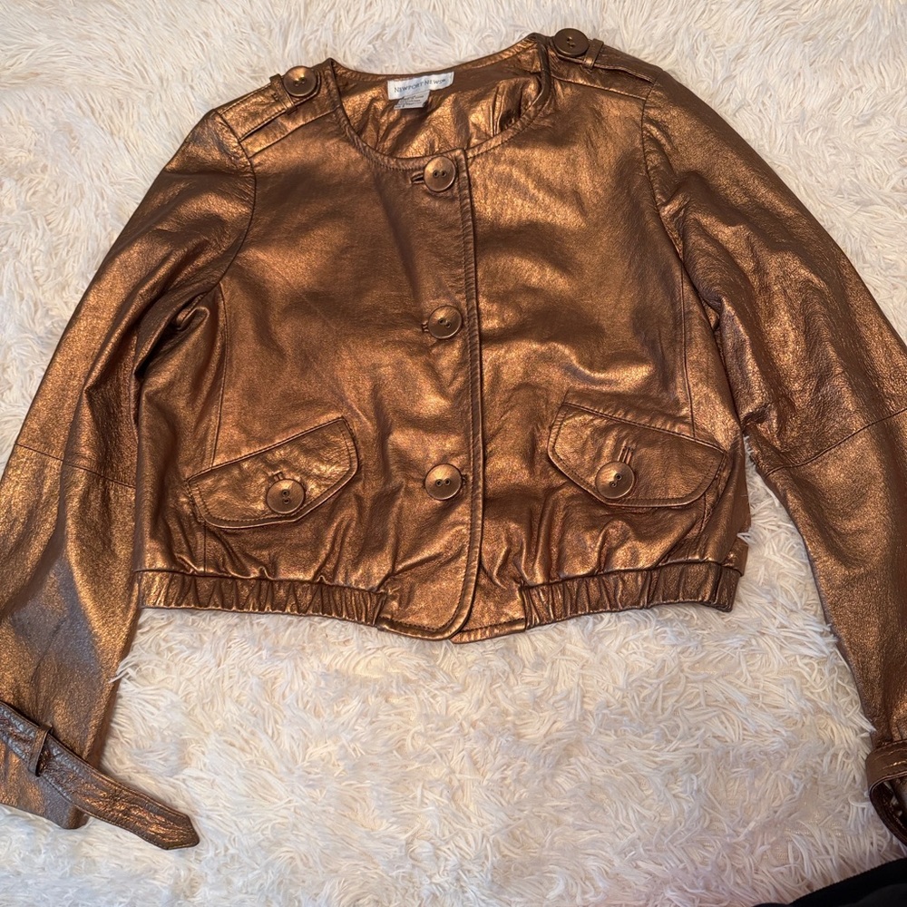 Vintage Newport News Shimmering Copper/ Bronze 100% Leather Jacket